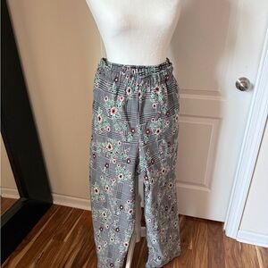 Urban Outfitters Black and Green Floral Pants